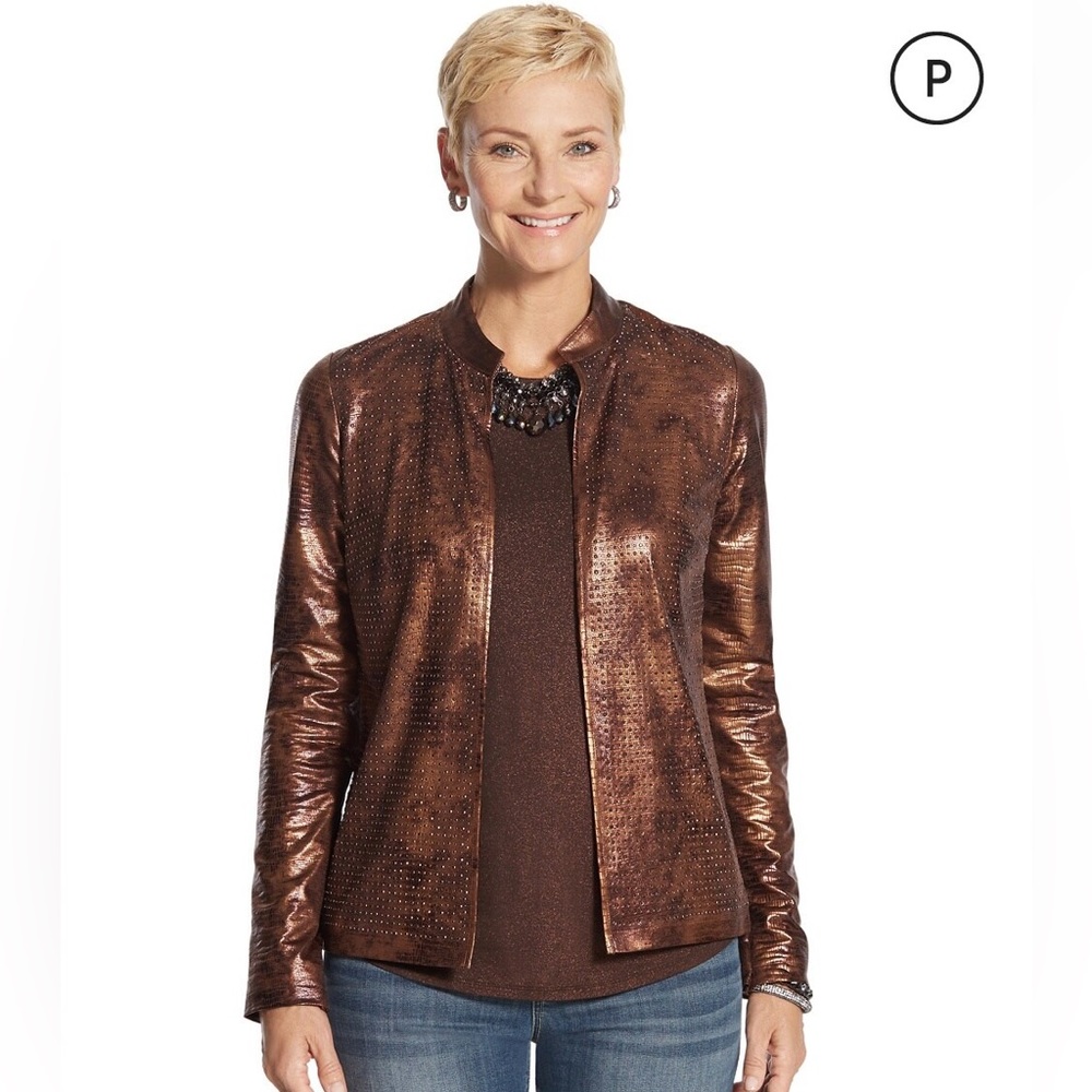Chico's Shimmering Copper Blazer